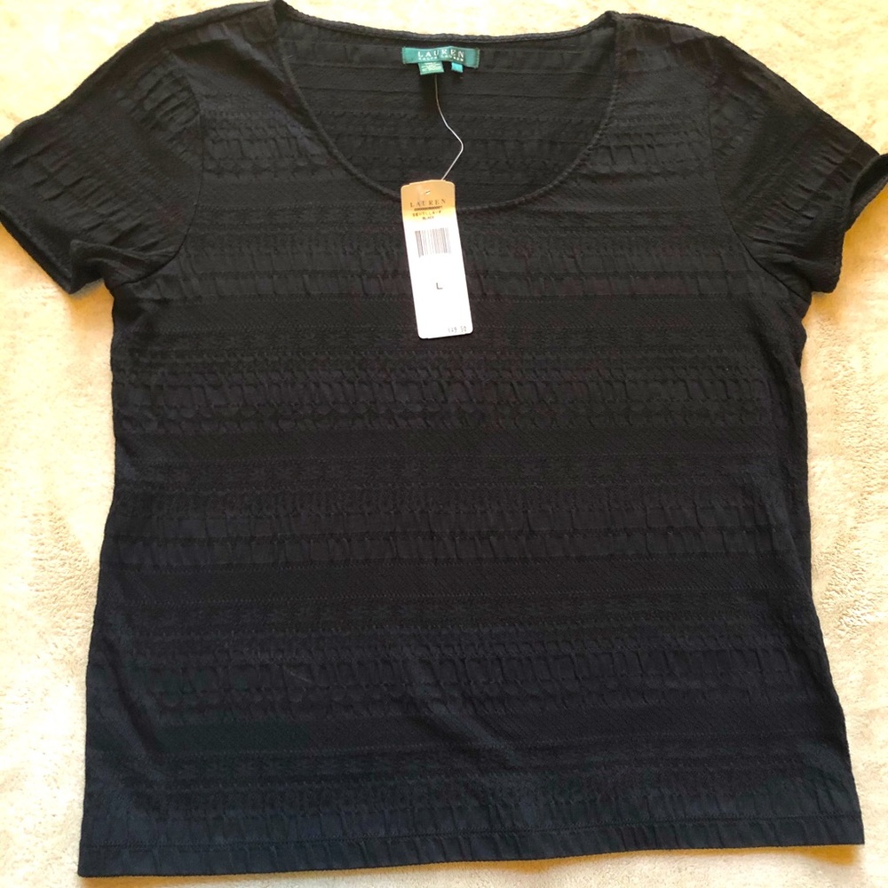Black Ralph Lauren Tee with Texture Design